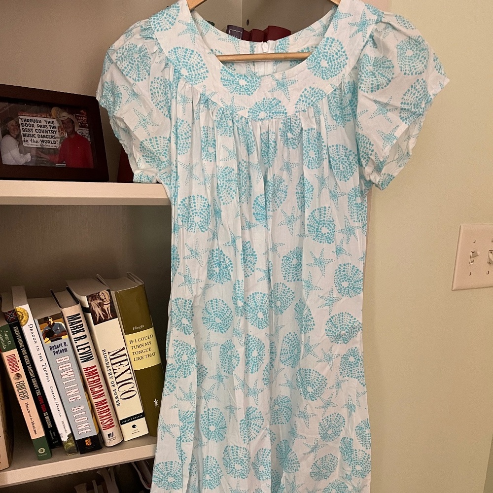 Turquoise & White Print Summer Dress
